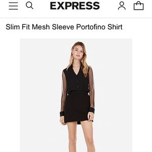 Express Slim Fit Mesh Sleeve Portofino Shirt
